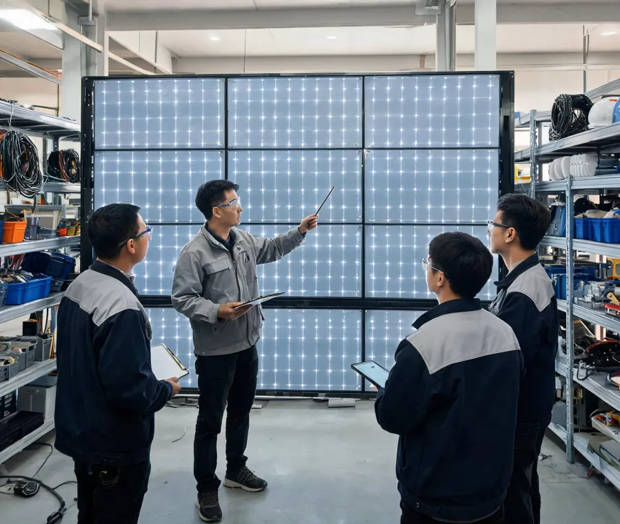 LED display technician training at a test wall