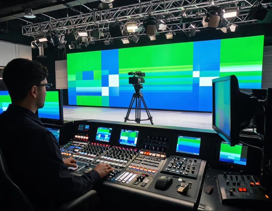 LED wall in a broadcast studio